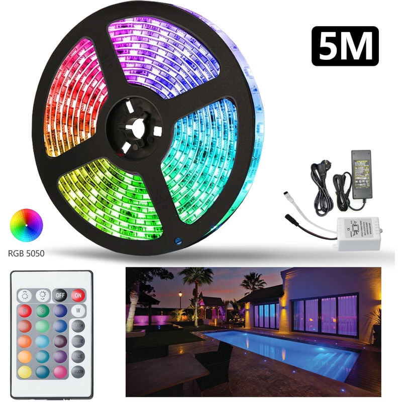 LED-Streifen Neon, RGB, WLAN Lichtband außen, IP44, Musikmodus, 5 m