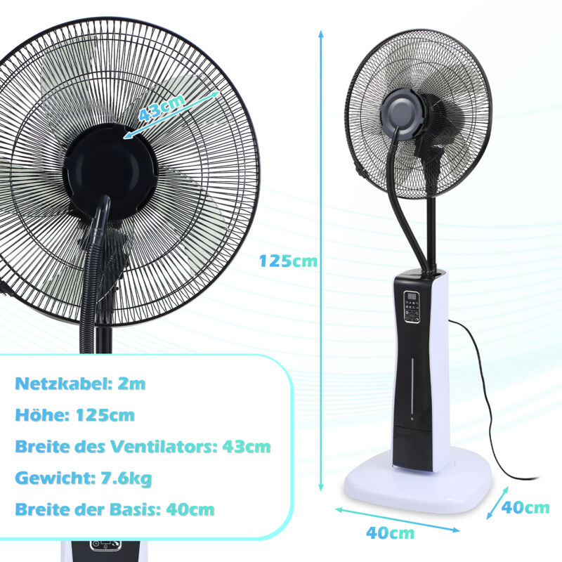 Standventilator Raumkühler Fernbedienung Luftbefeuchter Timer Kühler H 127 352998365175
