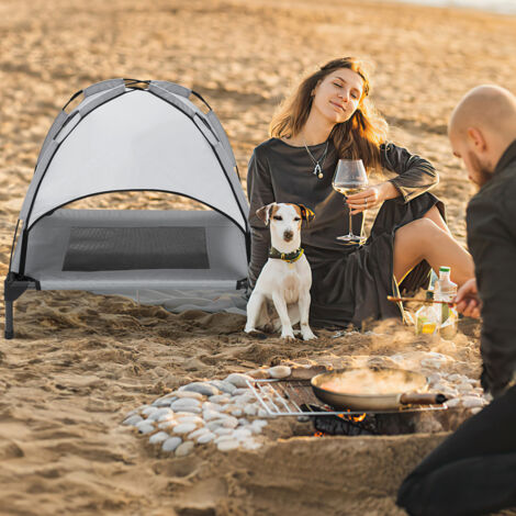 Erhöhtes Hundebett Klappbar - Outdoor Hundeliege Mit Netzdesign 75x50x18cm Für Kleine Hunde