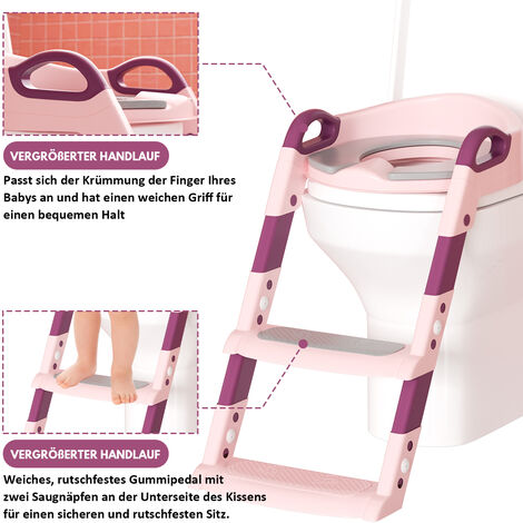 Hengda Toilettentrainer Lerntöpfchen mit Treppe Justierbarer für Kinder  Töpfchen Toilettensitz Rutschfest Töpfchentrainer lila