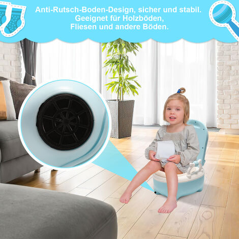 HENGMEI Töpfchentrainer Toilettensitz WC-Sitz Kinder Toilettentrainer  Töpfchen Training Sitze Anti-Rutsch PU Gepolstert Kissen mit Griff und  Spritzschutz, Blau : : Baby