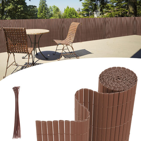 Dixiestore PVC-Sichtschutzmatte – Doppelseitig, 1,2 X 3 M, Braun, Inkl. Montageklammern, Witterungsbeständig