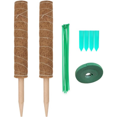 Kokosstab Moosstab Rankhilfe 43cm - 2 Stück Mit Pflanzenbinder Für Kletterpflanzen