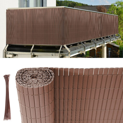 HaiTaoSy Balkon-Sichtschutz 100x1700 Cm – Braun, Wetterfest, UV-beständig, Mit Alu-Ösen & Kabelbindern