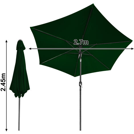 TolleTour Alu Sonnenschirme 270cm mit kurbel UV Schutz 30+ balkonschirm