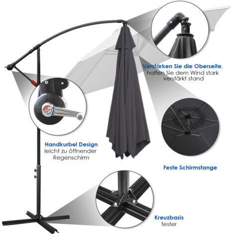 Gardman Sonnenschirm Abdeckung Grau - Wetterfest Mit Zugleine & Luftöffnungen