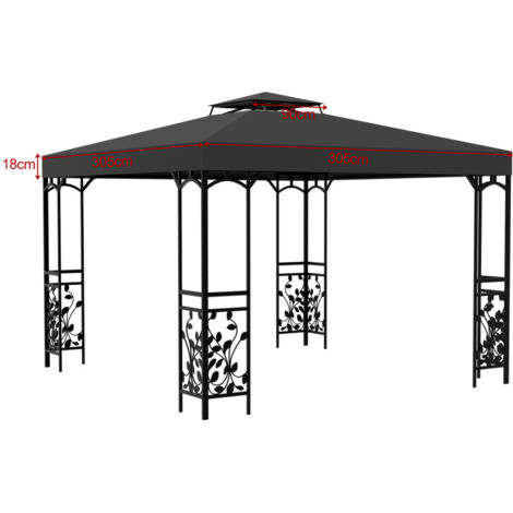 Tidyard Partyzeltdach 3x6 M Anthrazit - Ersatzdach Für Pavillon & Gartenzelt