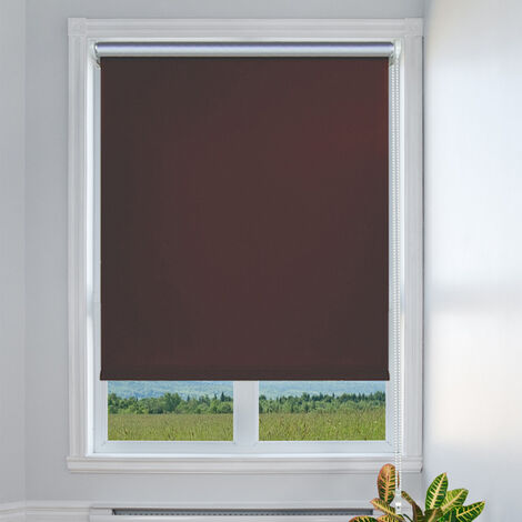 Verdunklungsrollo ohne Bohren. Thermorollo Klemmfix Fensterrollo Seitenzugrollo Sichtschutz und Sonnenchutz. Klemmrollo für Fenster & Tür..Braun 40x 160 cm
