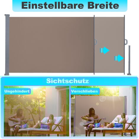 TolleTour Seitenmarkise Ausziehbare Alu Seitenmarkise Garten Markise