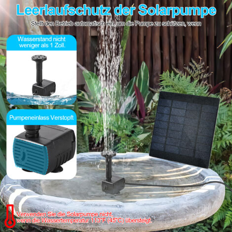 (Deactive)TolleTour Solar Teichpumpe 1.2W 200l/h Solarpumpe Gartenteich