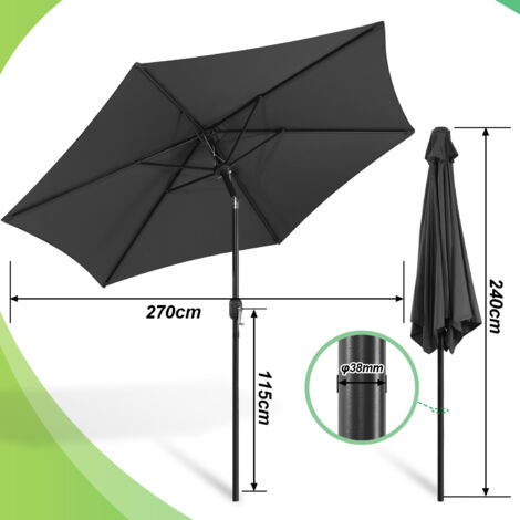 Tidyard Ampelschirm 300x300 Cm – Taupe, Aluminium-Mast, 8 Rippen, Kipp- & Drehbar, UV-Schutz