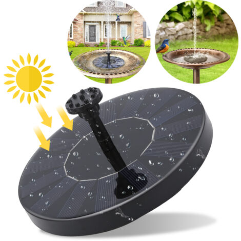 TolleTour Solarpumpe 1.5W Brunnen Gartenbrunnen mit 6 Fontänenstilen
