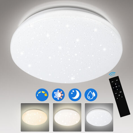 TolleTour 24W Dimmbar LED Deckenleuchte Leuchten mit Fernbedienung, 4000K,  Badezimmerlampe , Farbtemperatursteuerung, 2160 lm