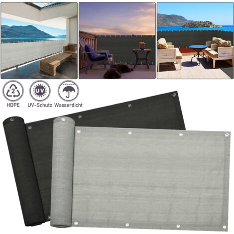 Sichtschutz Für Balkon Aus HDPE – 110x950 Cm, Wetterfest, UV-beständig, Mit Alu-Ösen & Kabelbindern, Braun