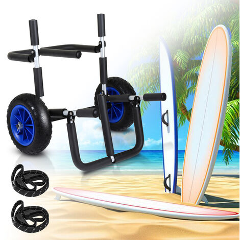 Herrselsam Transportwagen voor SUP-board, enkele of dubbele stand-up paddle board, surfboard, inklapbaar, gevoerd, SUP-trolley, kanowagen, incl. 2 veiligheidsgordels
