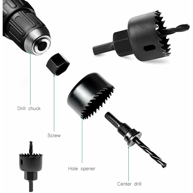 Bosch Professional 17 pièces Scie-trépan HSS bimétal Set (pour divers  matériaux, Ø 20–64/76 mm, Accessoire perforateurs)