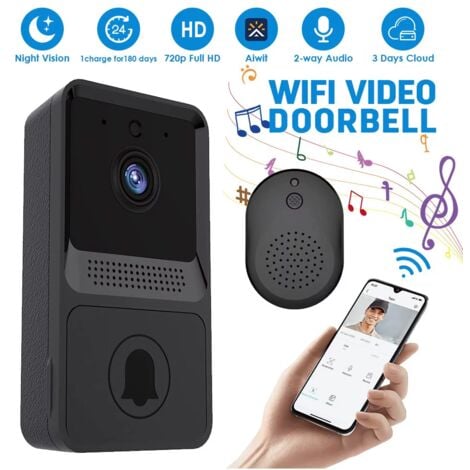 Sonnette Vidéo sans Fil, Connectée Compatible Alexa Fonctionnant avec  Google Assistant, Fil 1080p Camera Batterie, Audio