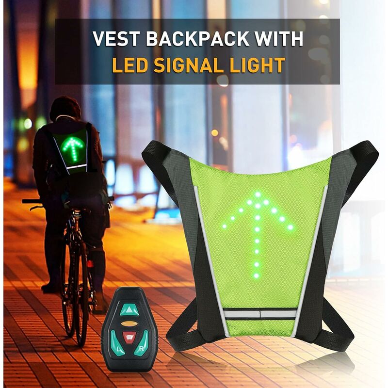 yozhiqu Warnweste Fahrradweste, Reflektierender Rucksack-Clip,  Sicherheitsgerät USB aufladbar mit LED blinkender Fernbedienung, leicht