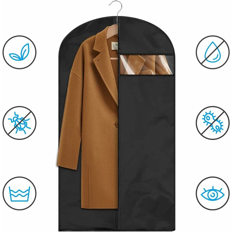 MINKUROW 5er-Pack Premium-Kleiderhüllen, schwarz, 60 x 150