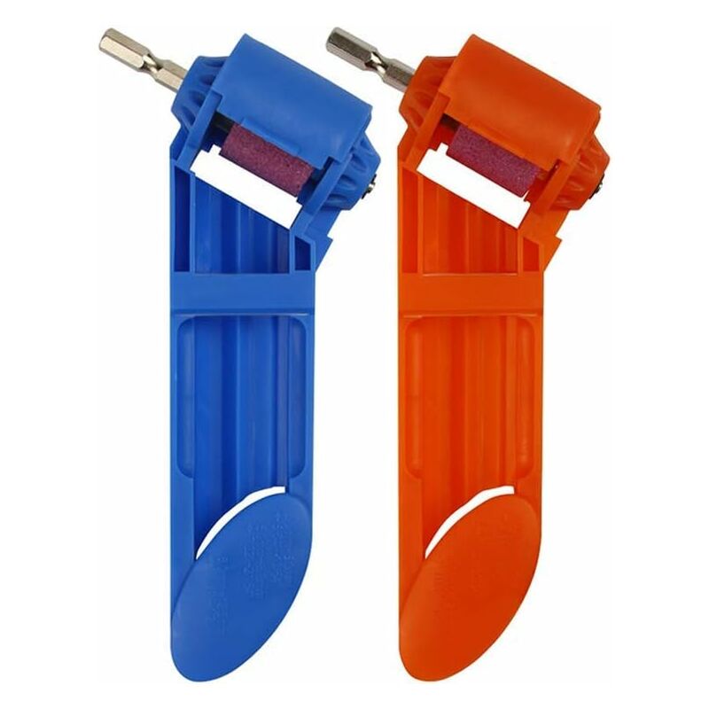 hohe Härte tragbares Korund-Bohrer-Schärfer, Bohrer-Schärfwerkzeug, (Blau, hochwertigem ABS-Kunststoff 2-teiliger Orange) aus brauner Bohrer-Schärfer, und MINKUROW Korund-Schleifscheibe,