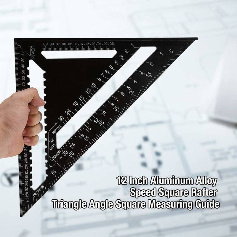 MINKUROW 12-Zoll-Aluminiumlegierung, Dreieck, quadratische Form,  Präzisionslineal, Ingenieur, Zimmermann, Messwerkzeug