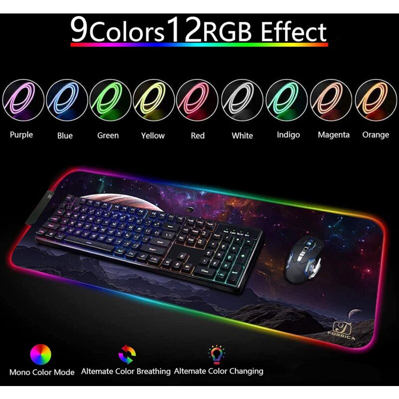MINKUROW Großes RGB-Gaming-Mauspad mit LED-RGB-rutschfester Gummibasis für  Laptop, PC, Schreibtisch, Gaming-Mauspad, Sternenhimmel