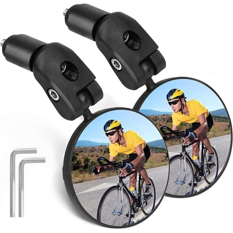 MINKUROW Fahrrad-Rückspiegel, 2 Stück Fahrrad-Rückspiegel, 360°  verstellbarer konvexer Spiegel, Fahrrad-Rückspiegel, verstellbarer,  drehbarer, am Lenker montierter, konvexer Kunststoff-Spiegel für Mou
