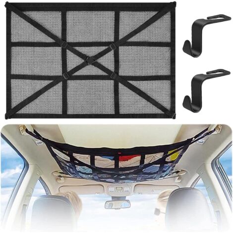 MINKUROW Autodach-Aufbewahrungsnetz, Autodach-Aufbewahrungsnetz 80 cm x 55 cm, universelle Auto-Gepäcktasche für Reisen und Organizer, vier Dacharmlehnen für SUV, Van (1/5)