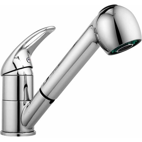 MINKUROW Küchenarmatur, Edelstahl-Küchenspüle-Mischbatterie mit herausziehbarer Brause, Küchenspüle-Mischbatterie mit 360° schwenkbarem Auslauf, Silber (21,5 x 18 cm) (1/5)