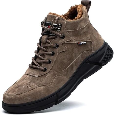 MINKUROW Winter Sicherheitsschuhe Damen Herren Arbeitsschuhe rutschfest Wasserdicht Gefüttert Warm Sicherheitsstiefel Braun EU 43 (1/5)