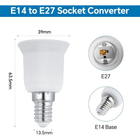 E14-auf-E27-Sockel-Adapter, E14-auf-E27-Sockel-Konverter für Halogen- Glühlampen, LED-Glühbirnen-Adapter