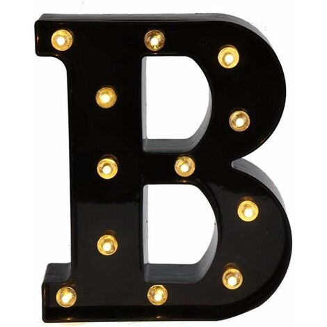 Dekorative LED-Buchstaben, 26 englische Buchstaben, kreatives LED-Licht, schwarze Kunststoffbuchstaben für Zuhause, Party, Bar, Hochzeit, Geburtstag, Valentinstag, Festival (B) (1/5)