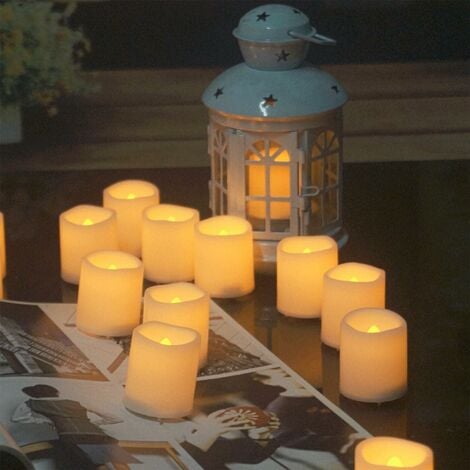 24er-Pack flammenlose, flackernde LED-Teelichter – Warmweiß – 3,8 x 4,6 cm  – für Hochzeits-, Festival-,