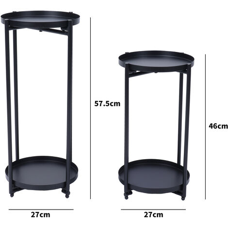 2Pcs Iron Plant Stand Table, 2-Layer Plant Pot Holder, Display Regal ...
