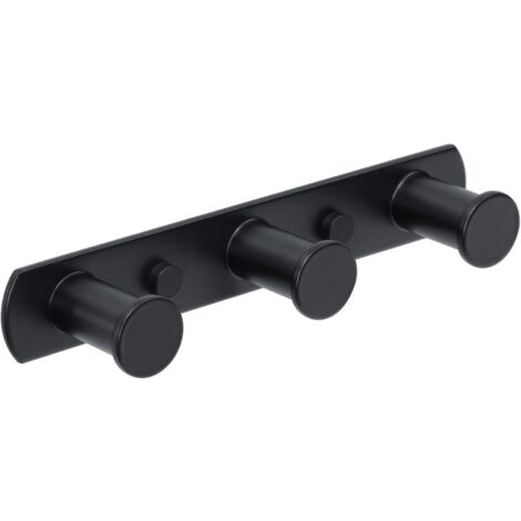 Handtuchhaken Kleiderhaken Wand Garderobenhaken Schwarz Edelstahl Handtuchhalter Wandhaken mit 3 Haken Hakenleiste Kleiderhaken für Küche und Badezimmer (1/5)