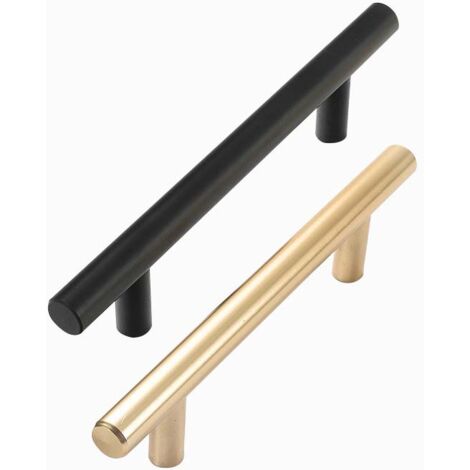 10er Pack Griffe für Küchenschränke - T-Griffe - Möbelgriffe Edelstahl Set - Schwarze Griffe für Küchenfronten, Schubladen, Schränke, Türen, Möbel und Kleiderschränke Farbe: Gold Lochabstand: 256mm Lä