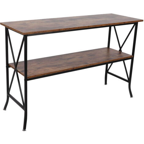 2-Tier-Konsolentisch Side Sofa Corner Desk Nachttisch Lesen Couchtisch mit Lagerung Regal (1/5)
