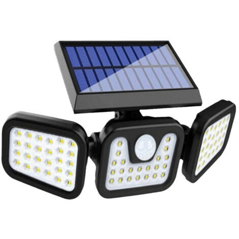 1 Stück Solarlampen für außen mit Bewegungsmelder, 74 LED Solarleuchte, 3 einstellbaren Köpfen, 3-Modus Solarstrahler, IP65 Wasserdichte Solarlampen für Außen, Garten, Terrasse, Wand (1 Stück) (1/5)