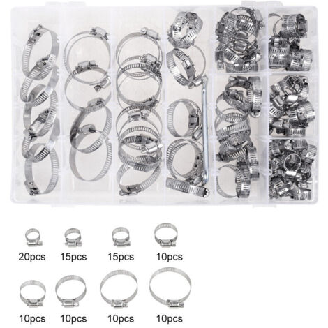 Schlauchklemmen-Set 20-teilig – Edelstahl, 3,8 Cm & 2,5 Cm, Mit Drehschlüssel, Silber
