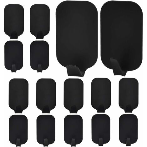 MINKUROW 16 Stück Selbstklebende Haken Edelstahl Badezimmer Wandhaken Wasserdicht Handtuchhalter Für Roben Mantel Handtuch Schlüssel Taschen Zuhause Küche Badezimmer Schwarz (1/5)