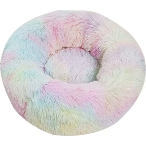 MINKUROW Hundebett Haustierbett Katzenbett Hundecouch Katzensofa Kissen Flauschig, Weich und Waschbar für Katzen Hunde (80cm, Rainbow Tie-Dye) (1/5)
