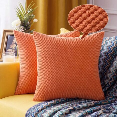 MINKUROW Set mit 2 Kissenbezügen, Ananas-Granulat, weich, fest, dekorativ, quadratisch, Kissenbezüge, Kissen für Sofa, Schlafzimmer, Auto, 45,7 x 45,7 cm, Orange (1/5)