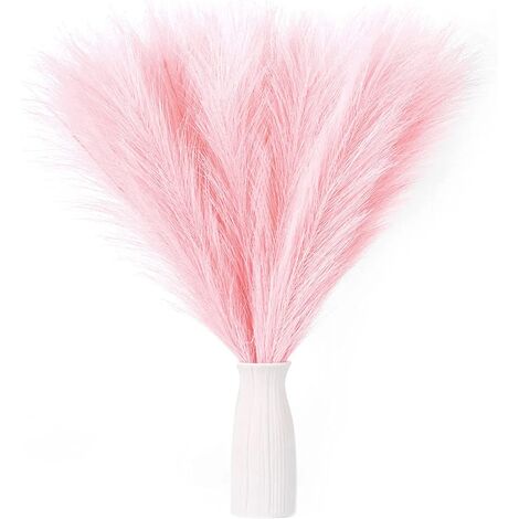 MINKUROW Gefälschtes Pampasgras, 5 Stiele 45 cm/18'' Kleine Pampasgras-Nachbildung, Flauschige Pompöse Gras-Schilffedern für Vasenfüller, Blumenarrangement, Wohnzimmer, Küche, Hochzeit, Büro, Boho-Nac