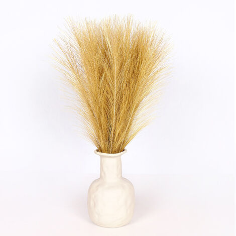 MINKUROW Gefälschtes Pampasgras, 5 Stiele 45 cm/18'' Kleine Pampasgras-Nachbildung Flauschige Pompöse Gras-Schilffedern für Vasenfüller Blumenarrangement Wohnzimmer Küche Hochzeit Büro Boho-Nachbildun