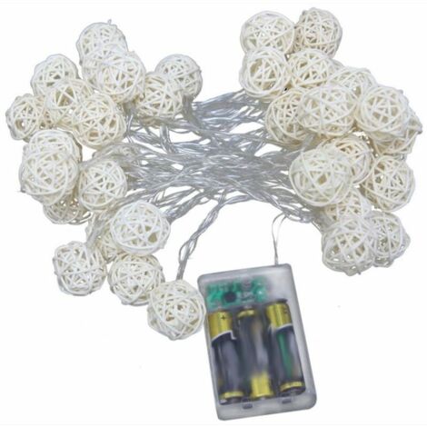 MINKUROW LED-Lichterkette aus Rattankugeln, 5 m, 40 LEDs, batteriebetrieben, IP44, wasserdicht, Lichterkette aus Rattankugeln (1/5)
