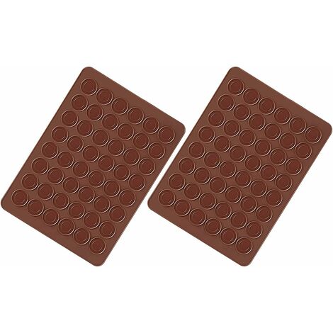 MINKUROW 2 Stück Antihaftbeschichtete 48-Well-Silikon-Macarons-Backmatte, Silikon-Macarons-Backmatte 38 x 28 cm (1/4)