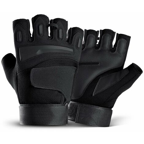 Taktische Handschuhe Männer Militär Halbfinger Hartgummi Fingerlose Knöchel Touchscreen Outdoor Sports Motorrad Radfahren Airsoft Gym (M) -Schwarz,SOEKAVIA