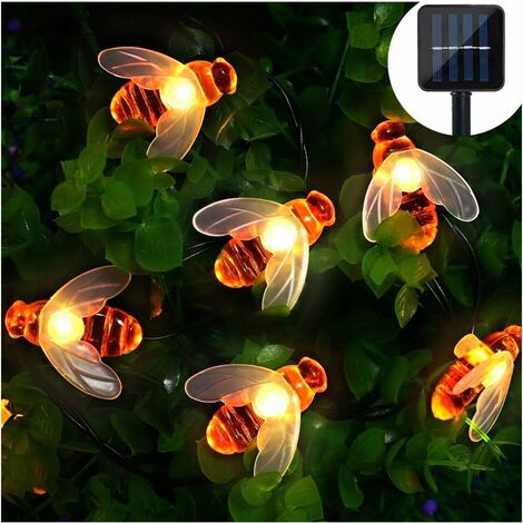 MINKUROW Solar-LED-Lichterkette mit 30 warmweißen LEDs für den Außenbereich, wasserdicht, dekorative Girlande für Garten, Party, Hochzeit, Zuhause, Party (Warmweiß) (1/5)