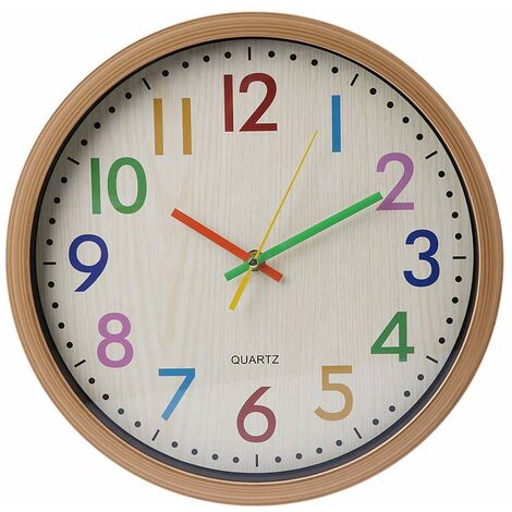 MINKUROW No Ticking Sounds Wanduhr für Kinder, Silent No Ticking Wanduhr Bunte Zahl Kinderzimmer Dekoration (1/5)