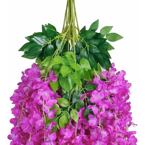 MINKUROW Künstliche Blumen, 24 Stück künstliche gefälschte Glyzinienranken  hängende Seidenblumen für Zuhause, Hochzeit, Party, Dekoration (24